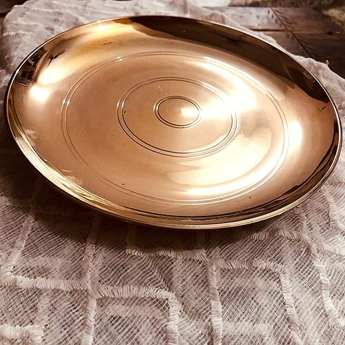 Tamrapatra Bronze Plate kansa Plate  11inch Set of (4)