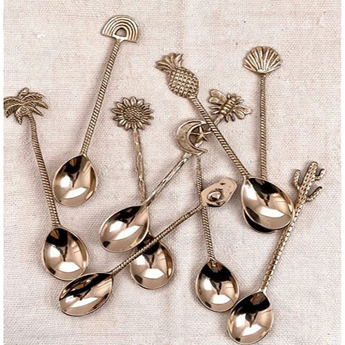 TamraPatra Brass Designer Table Spoons (Assorted) Set of (6)