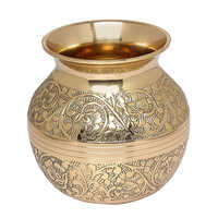 Tamrapatra Brass Pooja Kalashlota - 10x7x10cm, Gold Color, Polished Surface For Panchamrit Gangajal Tulsi Water