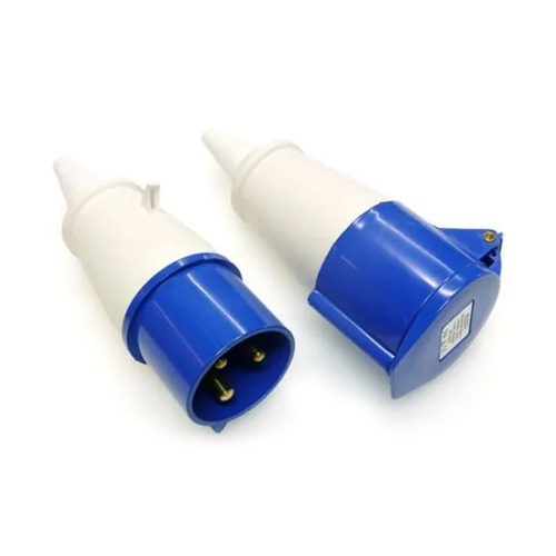Three Phase Industrial Socket - Phase3, 125 Amp, 3 Pin, Interlock Facility, IP 55, White | Small Size, Suitable for Electric Devices, Warranty Included