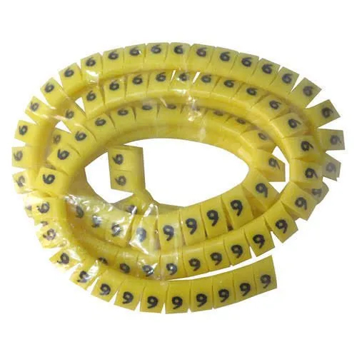 2.5 mm Cable Marker Ferrules For Cable - Nylon 4sq/m Yellow with Black Numbering Cable Diameter 4.5-6.0mm | High Voltage Application Labeling Solution
