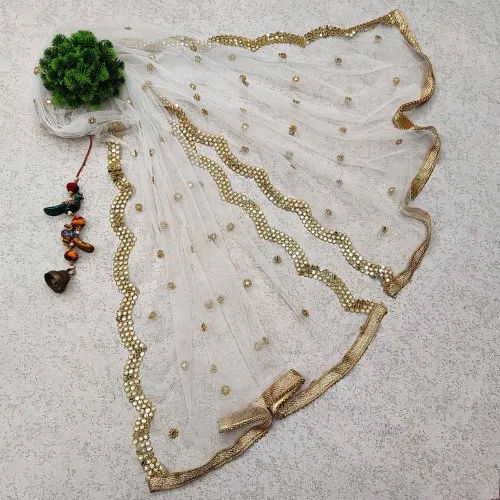 Party Wear Embroidery Work Net Dupatta