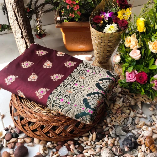 Ladies Banarasi Silk Saree - Multicolor Fabric | Ideal for Casual Wear in All Seasons