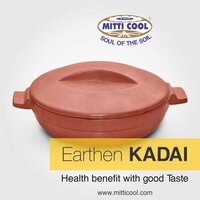 Clay Kadai - 1.5 Liters, Brown | Microwave Safe, Easy To Use, Easy To Clean, Natural Taste, Gas Stovetop Compatible Clay Pot For Healthy Cooking