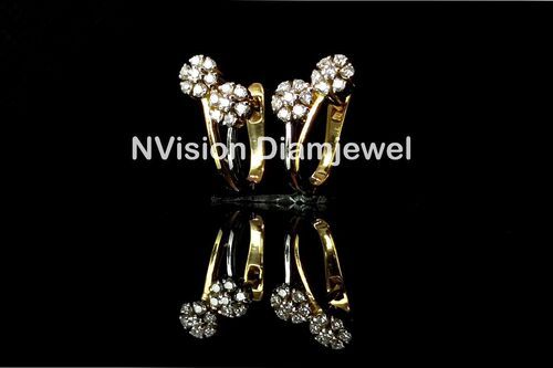 Lab Grown Diamonds Yellow Gold Dual Flower Bali Earrings