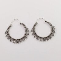925 Sterling Silver Unique Handmade Heart Design Hoop Earring