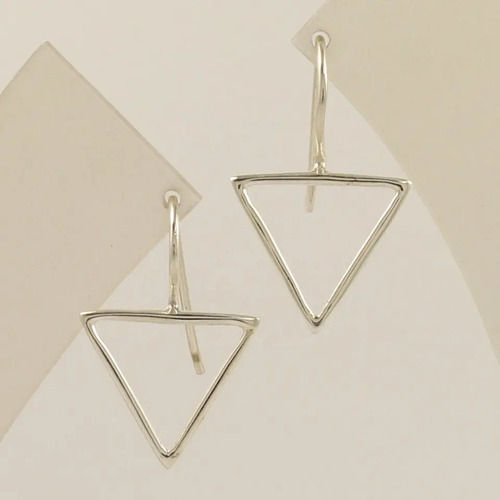 925 Sterling Silver Handmade Beautiful Hollow Triangle Earring