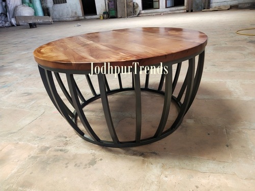 Iron Coffee Table With Wooden Top