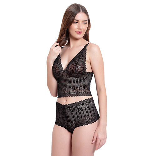 Ladies Lace Black Lingerie Set