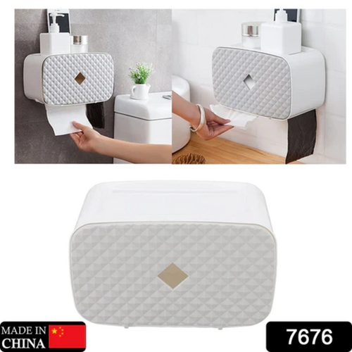 7676 Toilet Paper Holder No Drilling With Drawer And Multifunctional Storage Box For Bathroom