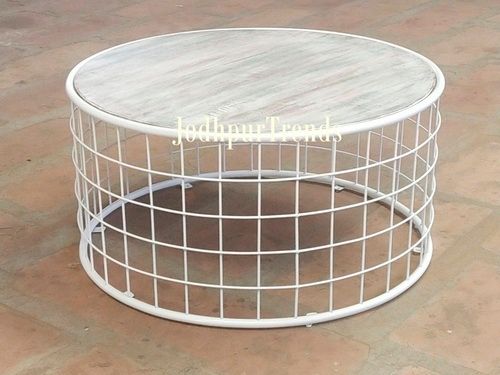 Iron Jali Coffee Table Wood Top