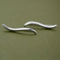 925 Sterling Silver Handmade Curvy Bent Line Wave Stud Earrings