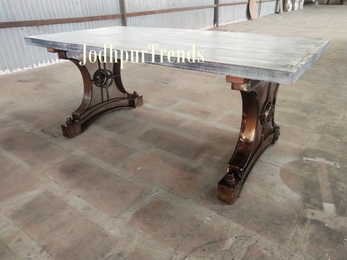 Industrial Iron Table Wooden Top