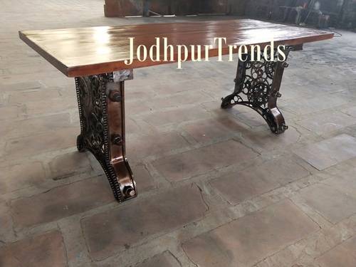 Industrial Iron Table Wood Top