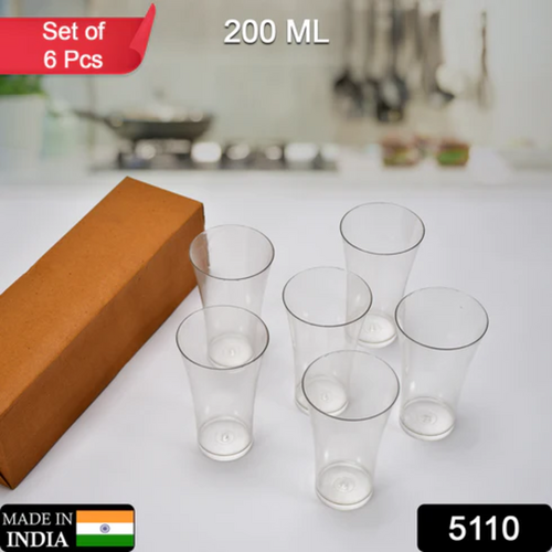 5110 DRINKING GLASSES FOR WATER JUICE FOR DINING TABLE HOME KITCHEN PARTY RESTAURANT 200 ML