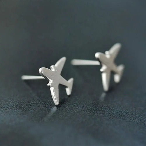 925 Sterling Silver Handmade Attractive Airforce Airplane Aeroplane Jet Stud Earrings