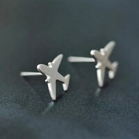 925 Sterling Silver Handmade Attractive Airforce Airplane Aeroplane Jet Stud Earrings
