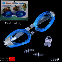 0399 Swimming Goggles With Ear And Nose Plug Adjustable Clear Vision Anti Fog Waterproof