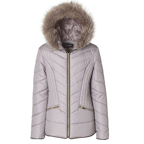 Washable Quilted Jacket With Cap Fur