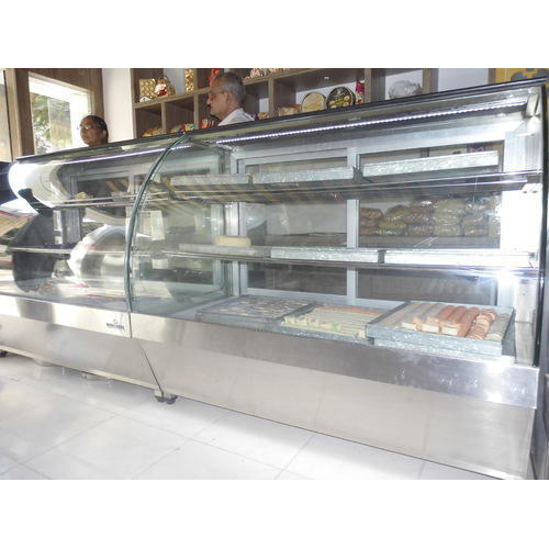 Fast Food Display Counter - Stainless Steel, Polished Finish | Durable Metal Structure, Sleek Design