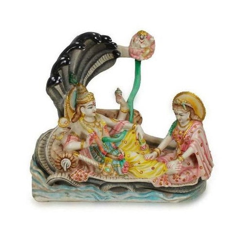 Polished Marble Lord Laxmi Narayan Statue
