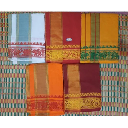 Men Single Colour Dhoties With Big Border