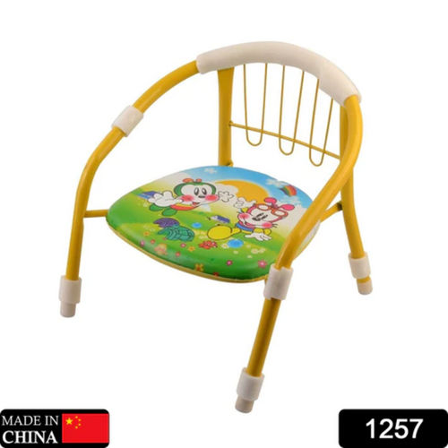 1257 MULTICOLOR CARTOON DESIGN BABY CHAIR WITH METAL BACKREST FRAME  SOUND SEATED SOFT CUSHION FOR KIDS TODDLERS MOQ 4 PCS