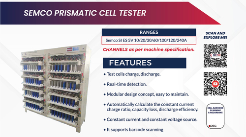 Semco SI-U ES 5V 30A 96 CH Pouch and Prismatic Cells Without Any Fixtures High Precision Independent Channel