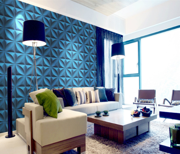 3D PVC Wall Panel - 1200mm x 600mm, Gold Color, 8mm Thickness, Fire Rated Class B1, Adhesive Installation
