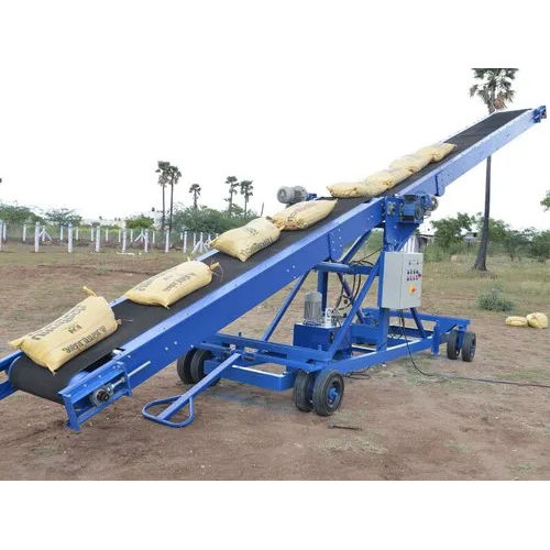 Black Industrial Mobile Lorry Loader Conveyor