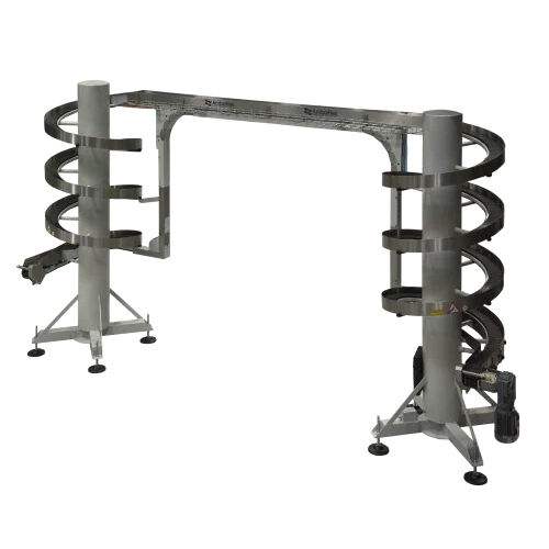 Industrial Spiral Conveyor - Metal Structure, Various Sizes Available, Silver Color | Durable with Warranty for Industrial Use