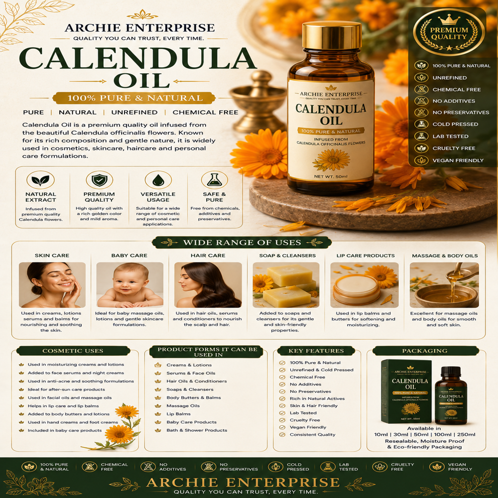 Calendula Oil - Cosmetic Grade Herbal Extract, 2-year Shelf Life, Antifungal & Anti-inflammatory Properties, Ideal For Skin Health & Moisturization