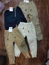 Boys Joggers - Cotton Lycra, Khaki Color, Multiple Sizes, Regular Fit, Elastic Waist, Drawstring Closure, Multiple Pockets
