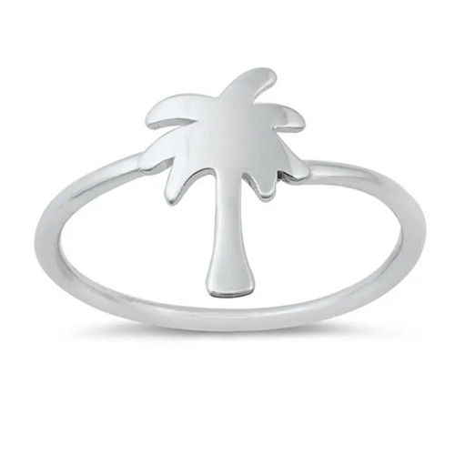 925 Sterling Silver Handcrafted Natural Palm Tree Ring Plain Silver Ring