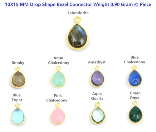 925 Sterling Silver Drop Shape Gemstone Bezel Connector