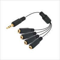 3mm Splitter Cable - Cat 5e, Black | S-video Connector, Plastic Shielded, Dual Output Design