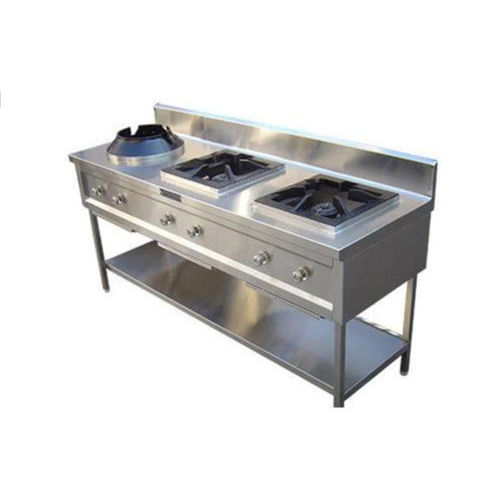 Semi Automatic 3 Three Burner Chinese Gas Range