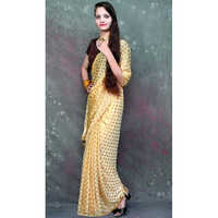 कैज़ुअल लेडीज़ बेज प्रिंटेड सिल्क साड़ी