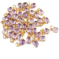 Amethyst Oval Shape 6X8mm Prong set Gold Vermeil Sterling Silver Charms