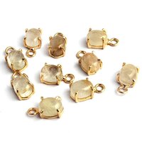 Golden Rutile Oval Shape 6X8mm Prong set Gold Vermeil Sterling Silver Charms