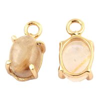 Golden Rutile Oval Shape 6X8mm Prong set Gold Vermeil Sterling Silver Charms