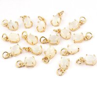 Grey Moonstone Oval Shape 6X8mm Prong set Gold Vermeil Sterling Silver Charms