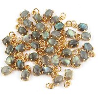 Labradorite Oval Shape 6X8mm Prong set Gold Vermeil Sterling Silver Charms