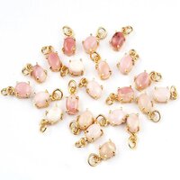 Pink Opal Oval Shape 6X8mm Prong set Gold Vermeil Sterling Silver Charms