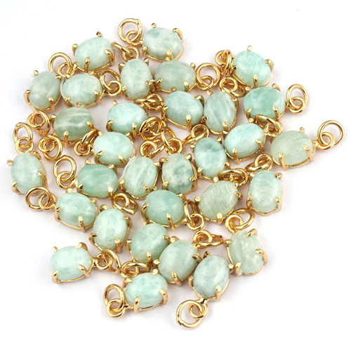 Turquoise Oval Shape 6X8mm Prong set Gold Vermeil Sterling Silver Charms