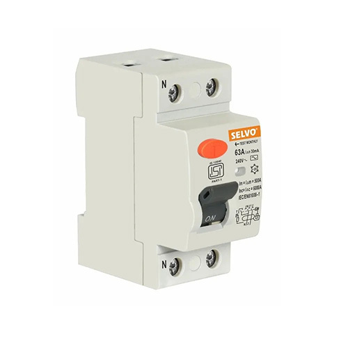 White Selvo 63a Double Pole Rccb