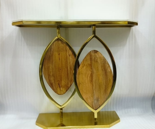 GOLDEN CONSOLE TABLE WITH MARBLE TOP