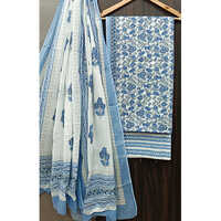 Washable Hand-block Printed Suit Unstitched (with Cotton Dupatta)