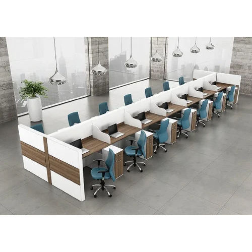 White 6 Seater Modular Office Workstation