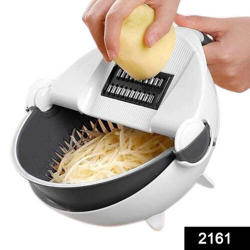 10 IN 1 MULTIFUNCTIONAL VEGETABLE FRUITS CUTTER/SLICER SHREDDER WITH ROTATING DRAIN BASKET(2161)